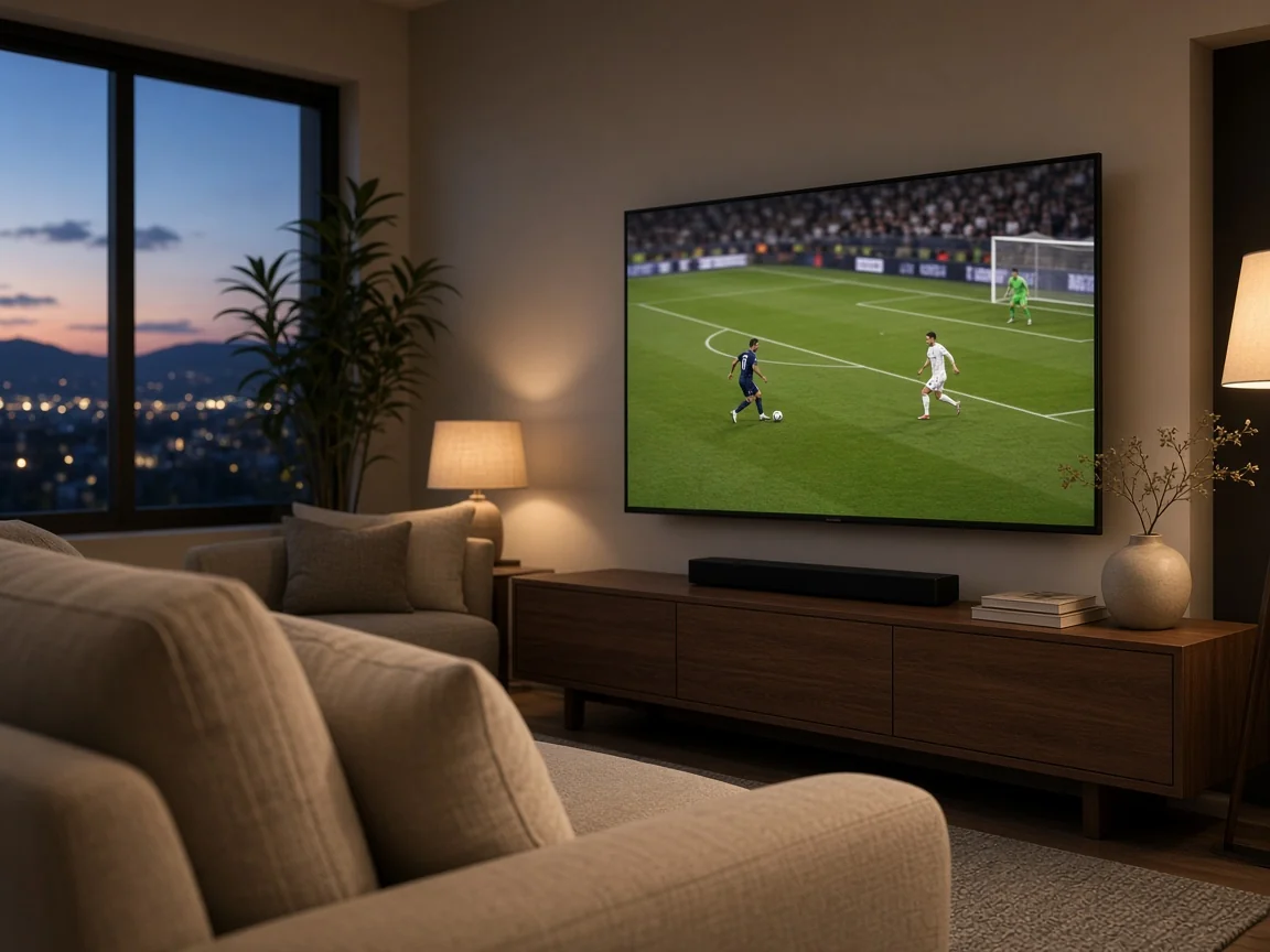 Barzan Cast IPTV on a living room TV